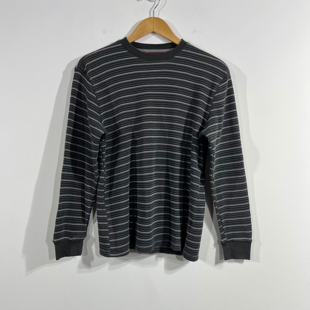 Outdoor Life Fisherman Granola Striped Waffle Knit Thermal Shirt Mens Medium 90s